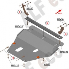 Защита алюминиевая Alfeco для картера и КПП Ford Fiesta 2013-2021